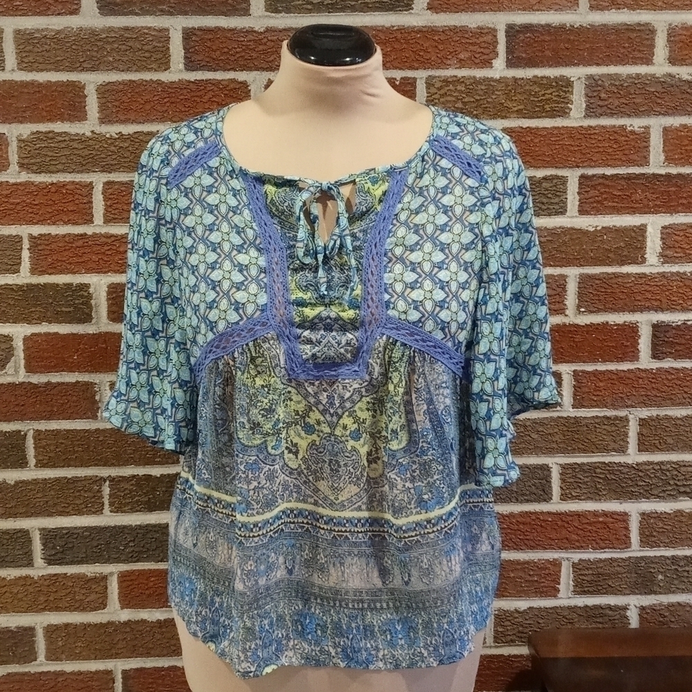 Olive Hill small Bohemian boho hippie blouse sheer